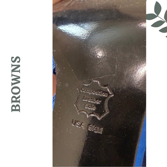 🛍️3/$40 BROWNS Blue Metallic Strappy Heels Elastic Glitter Straps – Size 8.5M - Picture 7 of 7